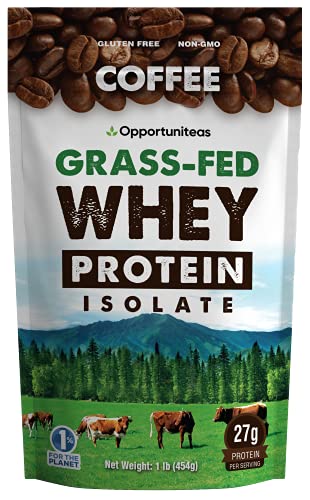 Book Cover Coffee Whey Protein Powder - Low Carb & Keto Friendly - Grass Fed Whey Isolate + Colombian Coffee - 60 mg Caffeine For Energy - Pre or Post Workout Drink Mix, Latte, Shake & Smoothie - 1 Pound