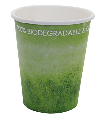 Book Cover Special Green Grass Design, Hot Paper Cup,Eco-friendly,100% Blodegradable&Compostable (Green Grass, 8 0Z 50 count)