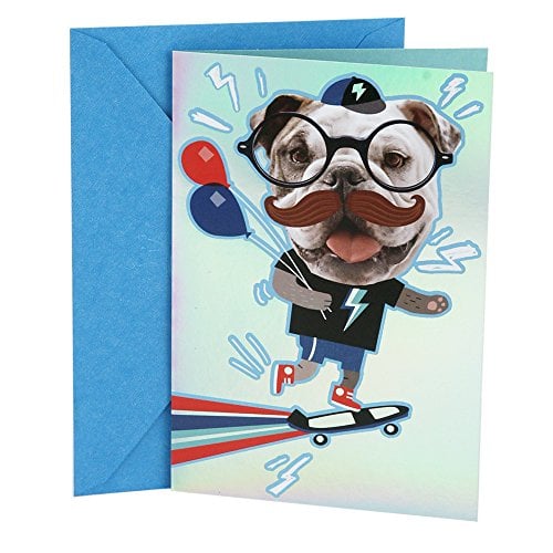 Book Cover Hallmark Birthday Greeting Card for Kids Moustache Sticker