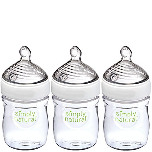 Book Cover NUK Simply Natural Baby Bottle, Clear, 5oz 3pk
