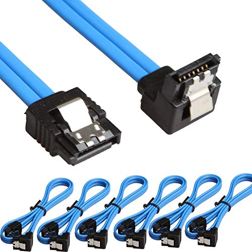 Book Cover Relper-Lineso 6 Pack 90 Degree Right-Angle SATA III Cable 6.0 Gbps with Locking Latch 18Inch (6X Sata Cable Blue)