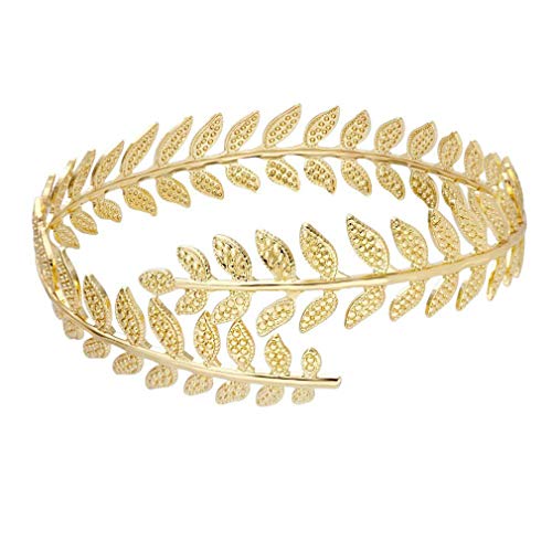 Book Cover MANZHEN Fashion Adjustable Leaf Cuff Bangle Infinity Gold-Tone Upper Arm Cuff Bracelet (Gold)