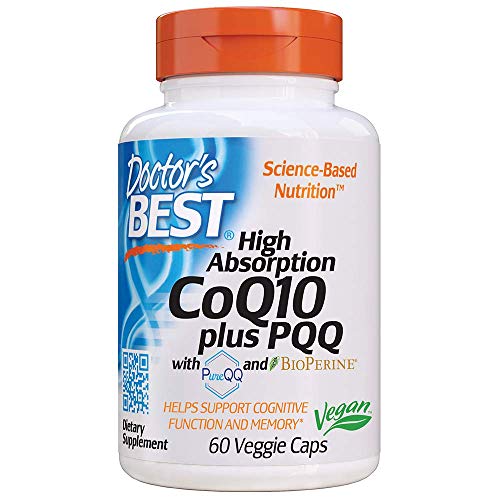 Book Cover Doctor's Best High Absorption CoQ10 Plus PQQ, Gluten Free, Naturally Fermented, Vegan, Heart Health and Energy Production, 60 Veggie Caps