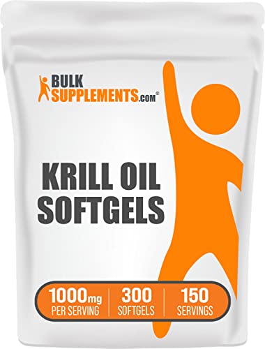 Book Cover BULKSUPPLEMENTS.COM Krill Oil 1000mg Softgels - Krill Oil Supplement, Antarctic Krill Oil, DHA Supplements - Krill Oil Omega 3, 2 Krill Oil Softgels per Serving (1000mg), 300 Softgels
