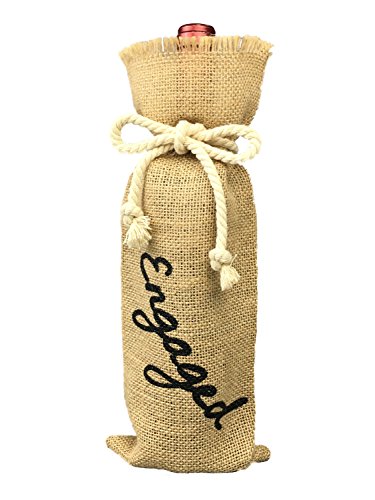 Book Cover OYAMIHUI Engagement Party Decorations, Burlap Wine Bag Engagement, Burlap Wine Bottle Gift Bag with Painting (Engaged)