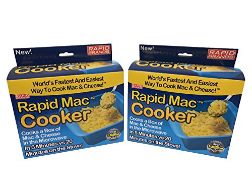 Book Cover Rapid Mac Cooker | Microwave Macaroni & Cheese in 5 Minutes | Perfect for Dorm, Small Kitchen, or Office | Dishwasher-Safe, Microwaveable, & BPA-Free (Blue, 2 pack)