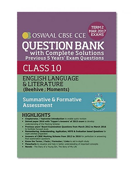 Book Cover Oswaal CBSE CCE Question Bank With Complete Solutions For Class 10 Term II (October to March 2017) English Language & Literature