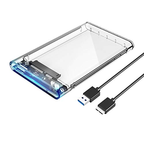 Book Cover ORICO 2.5 USB 3 External Hard Drive Enclosure, USB3.0 to SATA Portable Clear Hard Disk Case for 2.5 inch 7mm 9.5mm SATA HDD SSD, Support UASP SATA III, Max 4TB, Tool-Free Design - Clear