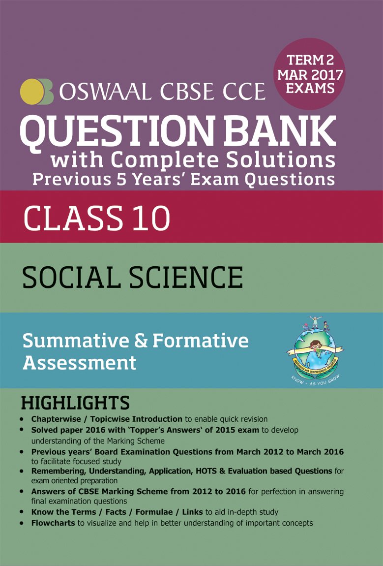 Book Cover Oswaal CBSE CCE Question Bank With Complete Solutions For Class 10 Term II (October to March 2017) Social Science