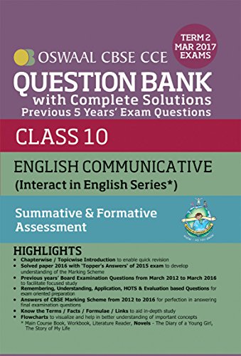 Book Cover Oswaal CBSE CCE Question Bank With Complete Solutions For Class 10 Term II (October to March 2017) English Communicative