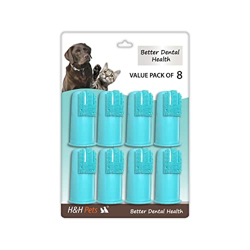 Book Cover H&H Pets Dog Toothbrushes Best Professional Cat & Dog Finger Tooth Brush, Puppy Supplies Dog Brush, Perfect for Dogs and Cats, Cat Brush, Dog Supplies, Brush Set - Size Large 8 Count