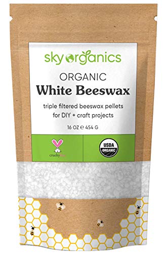 Book Cover Organic White Beeswax Pellets (1lb) by Sky Organics 100% Pure USDA Organic Bees Wax Pesticide-free Triple Filtered, Easy Melt Beeswax Pastilles for DIY Candles Skin Care Lip Balm