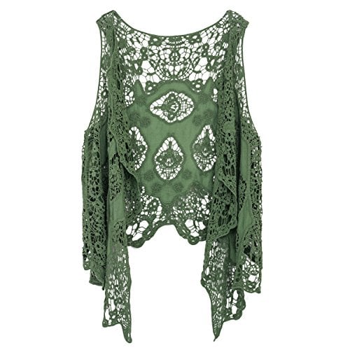 Book Cover JASTIE Women Open Stitch Cardigan Boho Sleeveless Hippie Summer Hollow Out Solid Crochet Vest