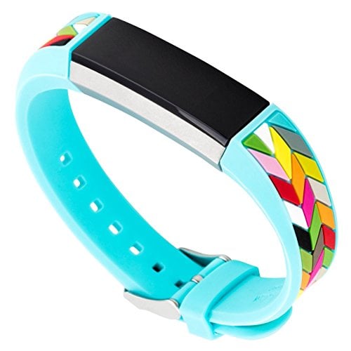 Book Cover WITHit French Bull Designer Silicone Fitbit Alta/Alta HR Band, Blue Ziggy Pattern - Secure, Adjustable, Fitbit Watch Band Replacement, Fits Most Wrists (5.5