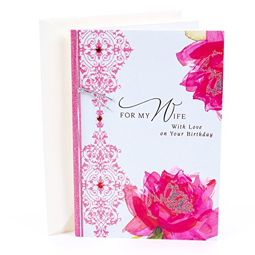 Book Cover Hallmark Birthday Card for Wife (Roses with Pattern)