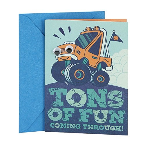 Book Cover Hallmark Birthday Greeting Card for Kids (Monster Truck Sticker)