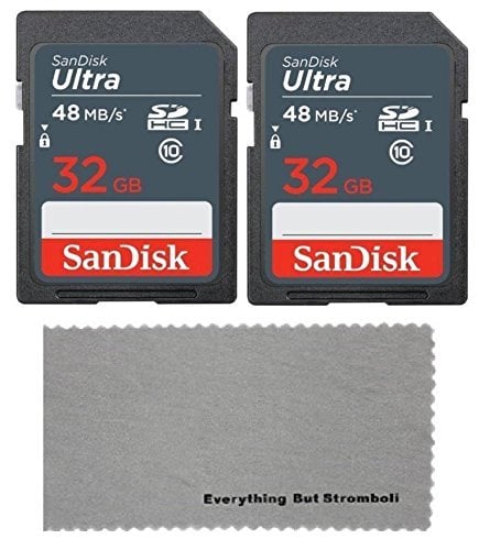 Book Cover SanDisk 32GB Class 10 SDHC Memory Card 2 Pack Works with Bestguarder HD IP66 Infrared Night Vision Game & Trail Hunting Scouting Ghost Camera Bundle with (1) Everything But Stromboli Microfiber Cloth