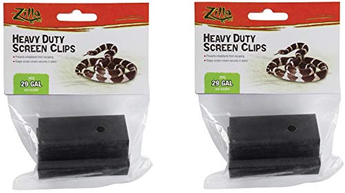 Book Cover (2 Pack) Zilla Reptile Terrarium Covers Heavy Duty Screen Clips, Small 5-29 Gallons - 2 Clips Each