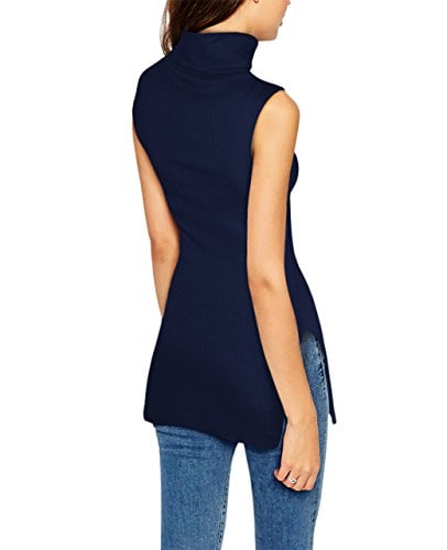 Book Cover Hybrid Womens Super Comfy Sleeveless Turtleneck Tunic Sweater