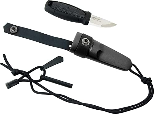 Book Cover Morakniv Eldris Stainless Steel Pocket-Size Fixed-Blade Knife with Sheath and Fire Starter, 2.3 Inch,Black