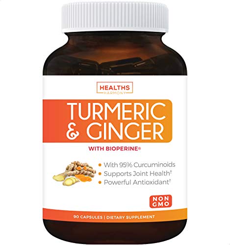 Book Cover Turmeric Curcumin with Bioperine & Ginger (Non-GMO & Vegetarian) 1980mg Per Serving for Pain Relief and Joint Support. 95% Curcuminoids - Black Pepper Extract. 90 Capsules Supplement - No Pills