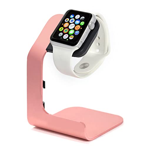 Book Cover Tranesca Charger Stand Holder Dock Compatible with Apple Watch Series 8/7/6/5/4/3/2/1 and SE (38mm / 40mm / 41mm / 42mm / 44mm / 45mm) - Pink Sand - Must Have Watch Accessories