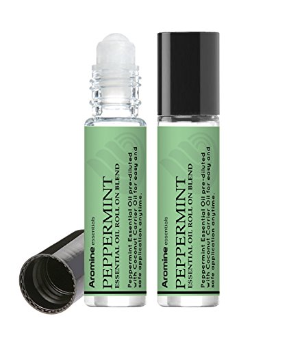 Book Cover Peppermint Essential Oil Roll On, Pre-Diluted 10ml (Pack of 2)
