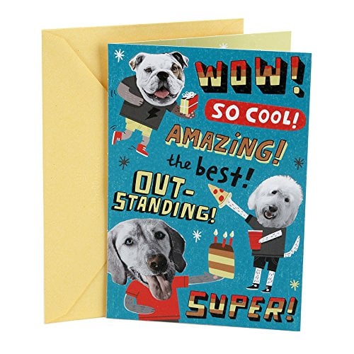 Book Cover Hallmark Birthday Card for Kids with Stickers (Dog Party)
