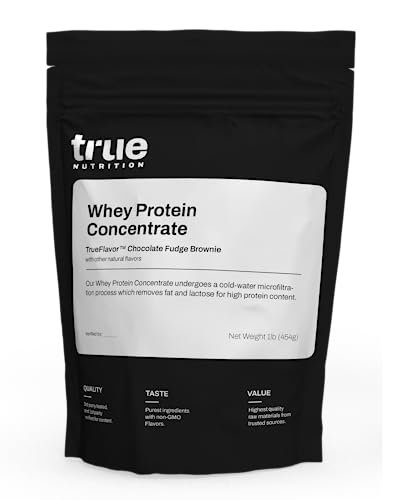 Book Cover True Nutrition - Whey Protein Concentrate - 100% Whey Protein Powder - Fast Acting Low Carb Protein Powder with Essential Amino Acids - High in Leucine - Chocolate Fudge Brownie - 1lb.