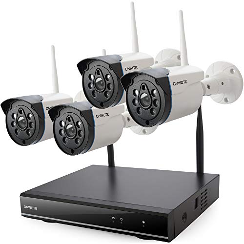 Book Cover ONWOTE Wireless WiFi Security Camera System Outdoor, 1080P NVR, (4) 960P IP Surveillance Cameras for Home, 80ft Night Vision, Remote Access, Motion Alert, NO Hard Drive