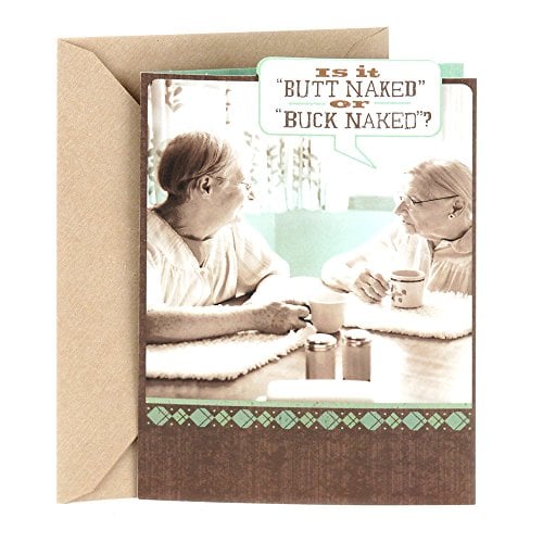 Book Cover Hallmark Shoebox Funny Birthday Card for Friend, Thank You Card, Friendship Card (Buck Naked) (0349RZF3000)