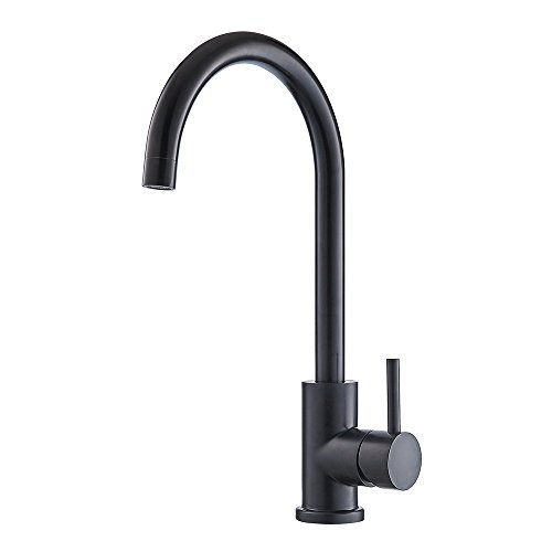 Book Cover TRYWELL Black Stainless Steel Bar Faucet T304 Solid Stainless Steel High Arc Single Lever One Hole