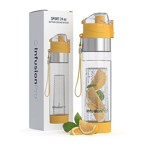 Book Cover Infusion Pro 24 oz Infusion Water Bottle with Fruit Infuser, Insulated Sleeve & Fruit Infused Water eBook : Bottom Water Infuser for More Flavor : Locking Flip Top Lid : Gift Water Bottles For Women