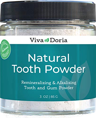 Book Cover Viva Doria Natural Fluoride Free Tooth Powder, Refreshes mouth, Freshens Breath, Keeps Teeth and Gum Healthy, Mint Flavor, 3 oz Glass jar