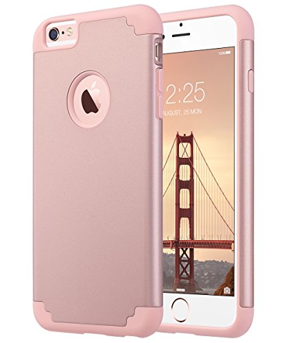 Book Cover ULAK iPhone 6 Plus Case Pink, iPhone 6s Plus Case Slim Fit Hybrid Dual Layer Shockproof Silicone + Hard PC Back Protective Case Cover for Apple iPhone 6s Plus / 6 Plus 5.5 Inch (Rose Gold)