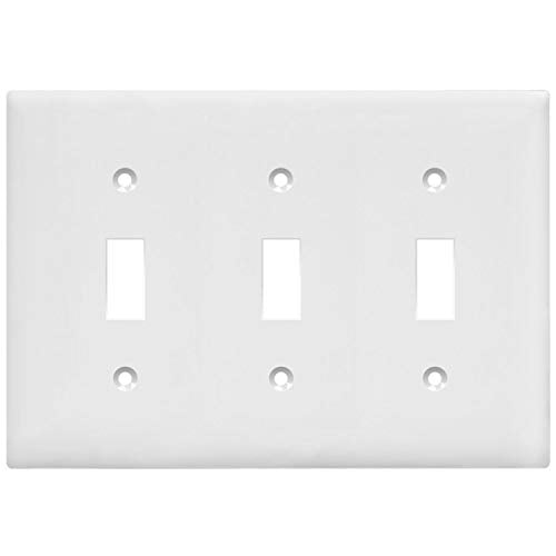 Book Cover Enerlites Toggle Light Switch Wall Plate, Standard Size 3-Gang, Polycarbonate Thermoplastic, White 8813-W