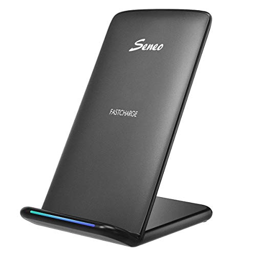 Book Cover Seneo 10W Wireless Charger, Qi-Certified for iPhone XR/XS MAX/X/8/Plus, Fast-Charging Stand for Galaxy Note10/S10/S10/S9/S9+/Note9, Standard for Google Pixel 3, LG V30, LG V40 and More (No Adapter)