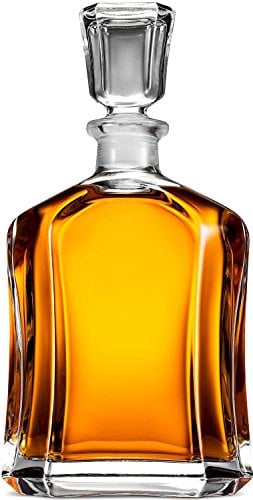 Book Cover Paksh Capitol Glass Decanter with Airtight Geometric Stopper - Whiskey Decanter for Wine, Bourbon, Brandy, Liquor, Juice, Water, Mouthwash. Italien Lead-Free Glass | 23.75 oz
