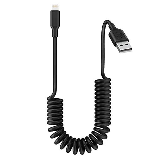 Book Cover ONE PIX iPhone Charger Cable for Car (3 ft), MFi Certified Coiled Lightning Cable Compatible with iPhone 13Pro Max/13Pro/13/12Pro Max/12Pro/12/11/XS/XS Max/XR/X/8/8 Plus/iPad/iPod (Black-2PC)