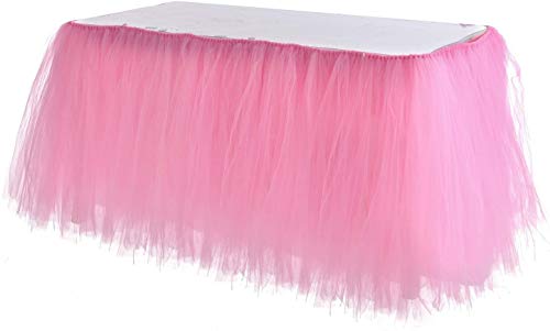Book Cover Adeeing Tulle Table Skirt, Tutu Pink Table Skirting Cover for Party, Baby Shower, Wedding, Birthday, Home Decoration - 1Yard (Pink)