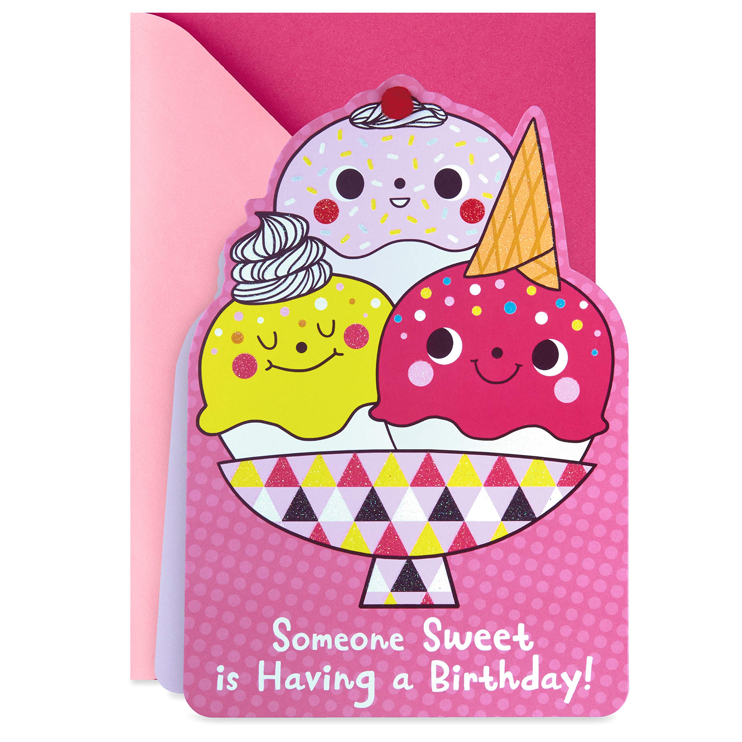 Book Cover Hallmark Birthday Card for Kids (Ice Cream and Stars Stickers)