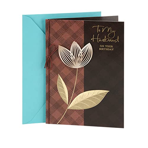 Book Cover Hallmark Birthday Card for Husband (Plaid with Flower)
