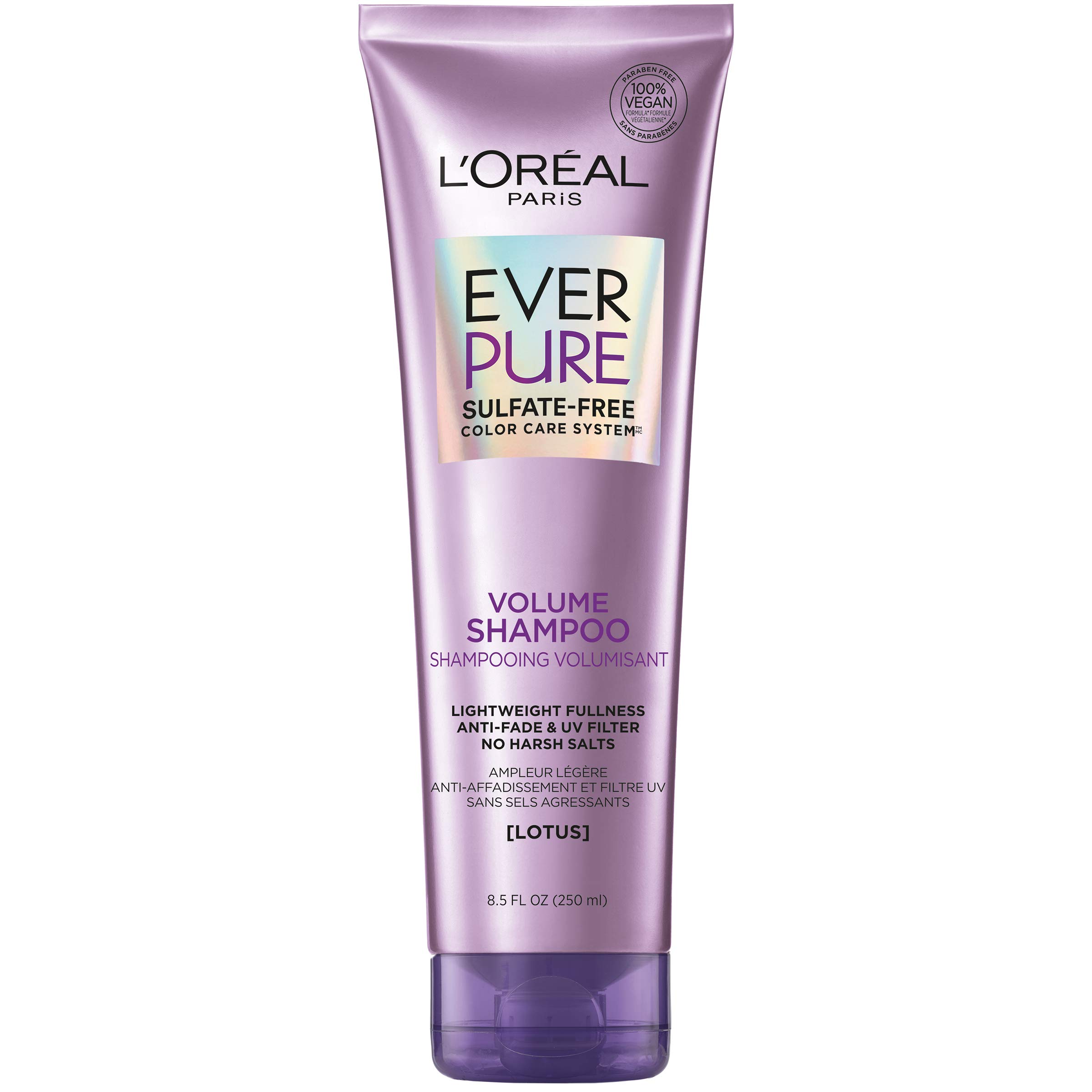 Book Cover L'Oreal Paris EverPure Volume Sulfate Free Shampoo for Color-Treated Hair, Volume + Shine for Fine, Flat Hair, 8.5 fluid Ounce (Packaging May Vary) 8.5 Fl Oz (Pack of 1) Shampoo - pack of 1