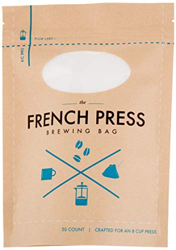 Book Cover The Original French Press Brewing Bags - 50 Easy To Use Fine Mesh Disposable Coffee Filters For Your French Press - Perfect for Cold Brew in Mason Jars, Beer Hops, Tea, Spice Sacks (50 Pack)
