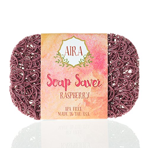 Book Cover Aira Soap Saver - Soap Dish & Soap Holder Accessory - BPA Free Shower & Bath Soap Holder - USA - Drains Water, Circulates Air, Extends Soap Life - Easy to Clean, Fits All Soap Dish Sets - Raspberry