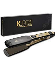 Book Cover KIPOZI Professional Titanium Flat Iron Hair Straightener with Digital LCD Display, Dual Voltage, Instant Heat Up, 1.75 Inch Wide Black