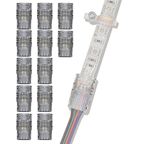 Book Cover GRIVER 4 Pin LED Connector for Waterproof 5050 LED Strip Light- Strip to Wire Quick Connection (12Pcs 4-Pin Strip to Wire Connectors)