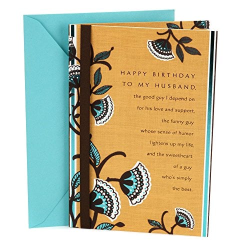 Book Cover Hallmark Birthday Card for Husband (Brown and Blue Floral)
