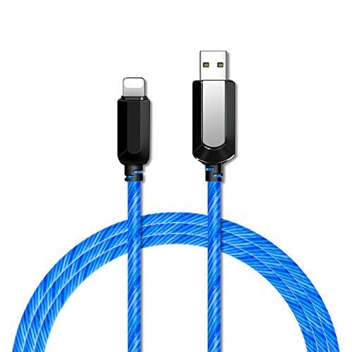 Book Cover BUSOH Led Charger Cable [MFi Certified] 3 ft Light Up Charger 360 Degree Visable Flowing EL Charging Cord Compatible for iPhone Xr/Xs/X/8 Plus/8/7Plus/7/6S Plus/6S/5S/5 (Flowing Blue)