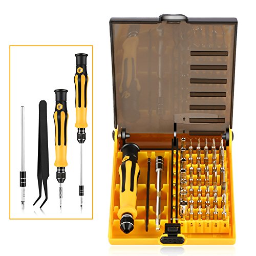 Book Cover OUTAD 45 in 1 Tool Kit, Mini Portable Precision Screwdriver Bits Hand Tools Kit Set with Tweezers, Extension Shaft for Precise Repair Maintenance